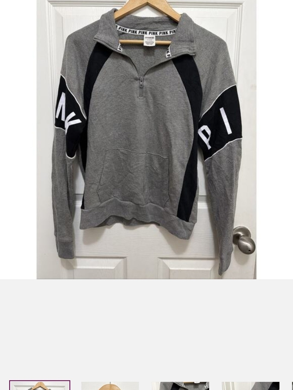 PINK Victoria's Secret Gray & Black Half-Zip Pullover Sweatshirt